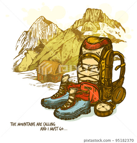 Hiking Hand Drawn Poster 95182370