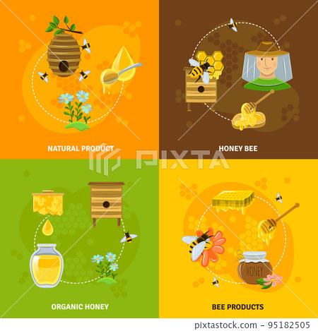 Honey And Bees Icons Set Honey And Bees Icons Set 95182505