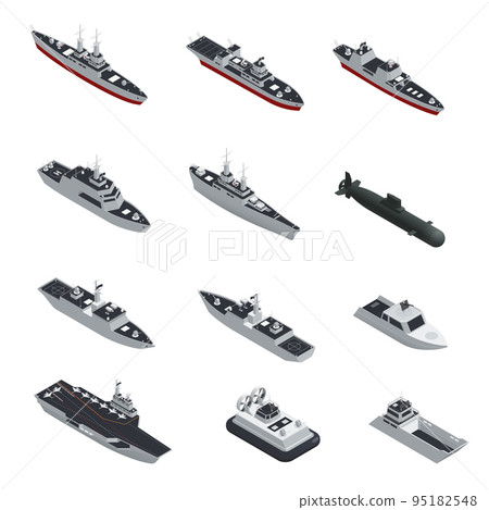 Military Boats Isometric Icon Set 95182548