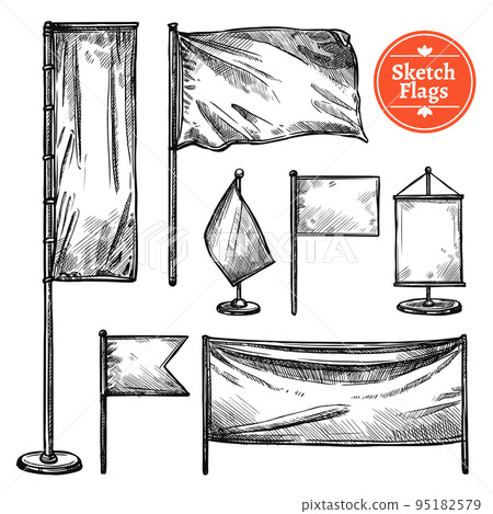 Hand Drawn Sketch Flags Set 95182579