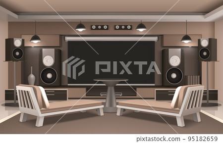 Home Cinema Interior With Round Table 95182659