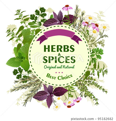 Herbal Background With Meadow Flowers Herbal Background With Meadow Flowers 95182682