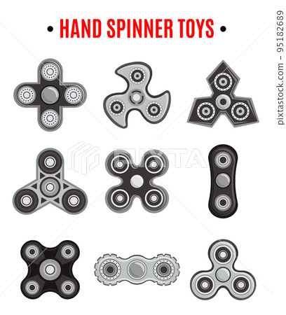 Hand Spinner Black Icons Set 95182689