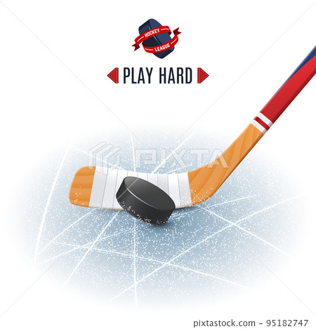 Hockey Stick And Puck 95182747
