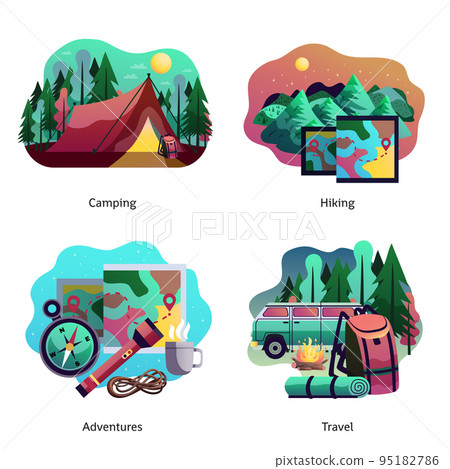 Hiking Camping Abstract Concept Hiking Camping Abstract Concept 95182786