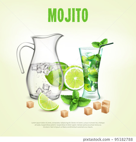 Green Cocktails Realistic Composition 95182788