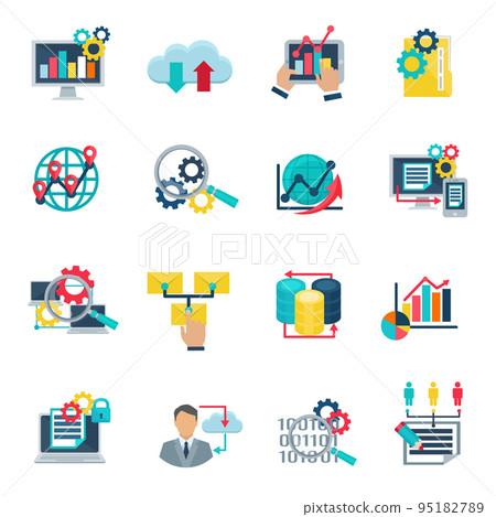 Big Data Analytics Flat Icons Big Data Analytics Flat Icons 95182789