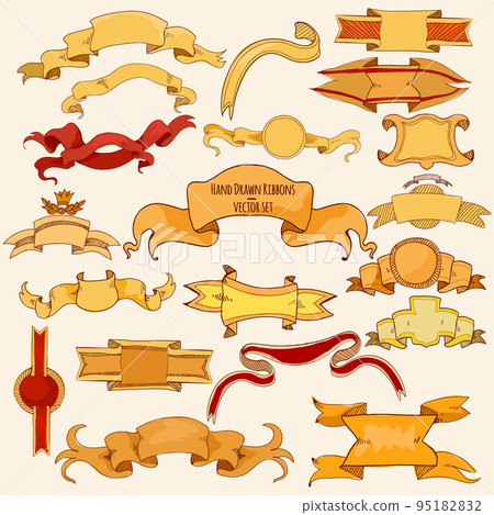 Hand Drawn Ribbons Colored 95182832