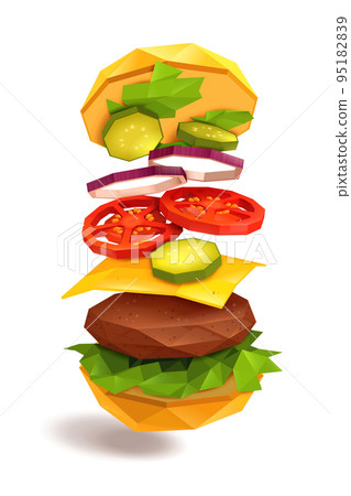 Hamburger Flying Ingredients 95182839