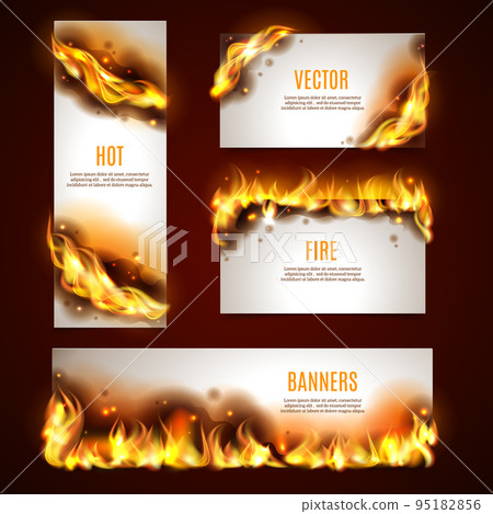 Hot fire banners set 95182856