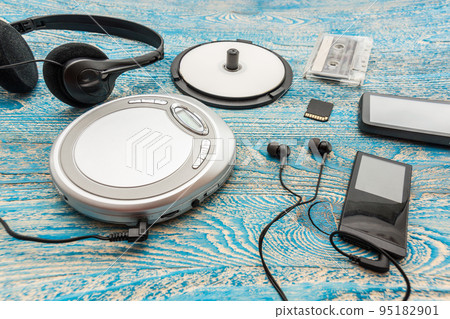 Cd player on a blue background 95182901