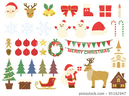 Cute Christmas illustration set hand drawn style Cute Christmas illustration set hand drawn style 95182947