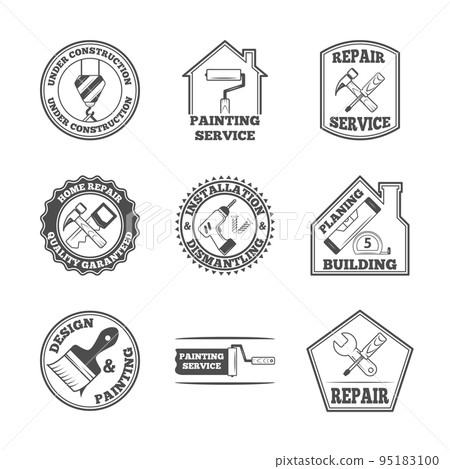 Home repair tools labels icons 95183100