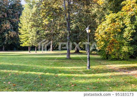 Old fashion lamp in the city park Old fashion lamp in the city park 95183173