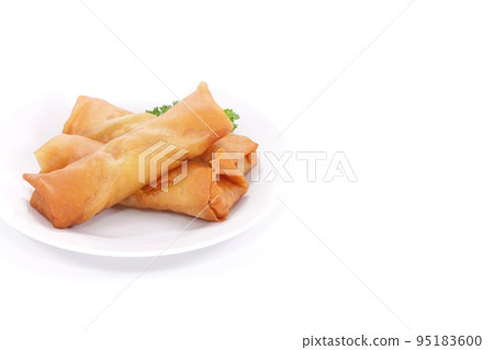 Spring rolls, deep-fried side dishes, bright background 95183600