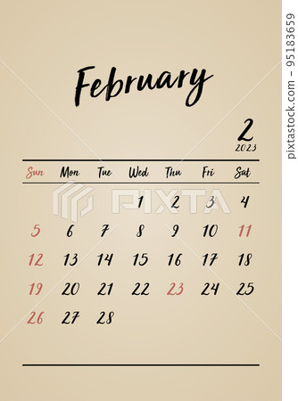 February 2023_Retro Calendar_Vertical February 2023_Retro Calendar_Vertical 95183659