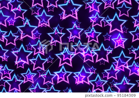 Purple and blue floating neon stars seamless pattern Purple and blue floating neon stars seamless pattern 95184309