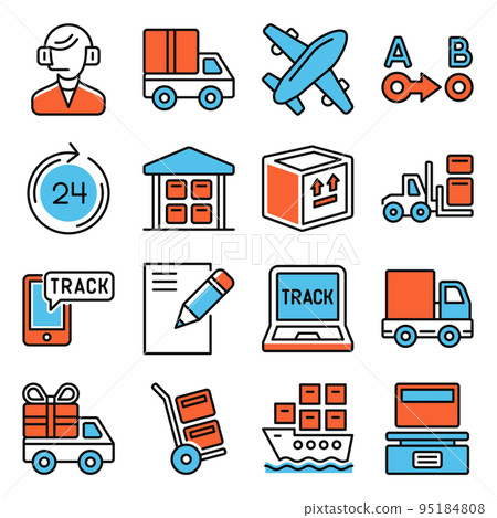 Delivery Icons Set on White Background. Vector 95184808