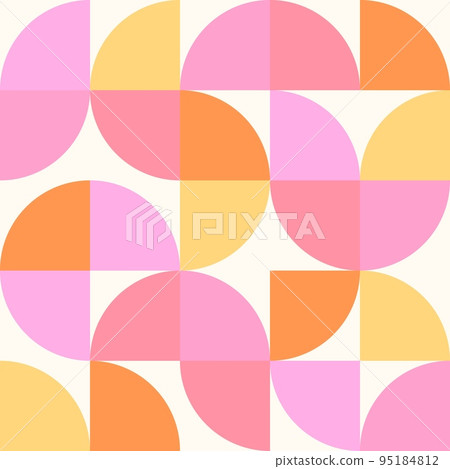 Retro 50s abstract seamless pattern pink, yellow and orange 95184812