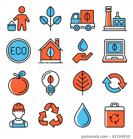 Ecology amd Nature Set on White Background. Vector 95184830