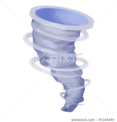 Tornado, hurricane with cloud of dust in cartoon style isolated on white background. Cataclysm, catastrophe or disaster symbol color icon. Tornado, hurricane with cloud of dust in cartoon style isolated on white background. Cataclysm, catastrophe or disaster symbol color icon. 95184844
