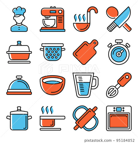 Cooking Icons Set on White Background. Vector 95184852