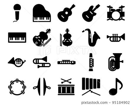 Set of musical instrument icons _ black solid Set of musical instrument icons _ black solid 95184902