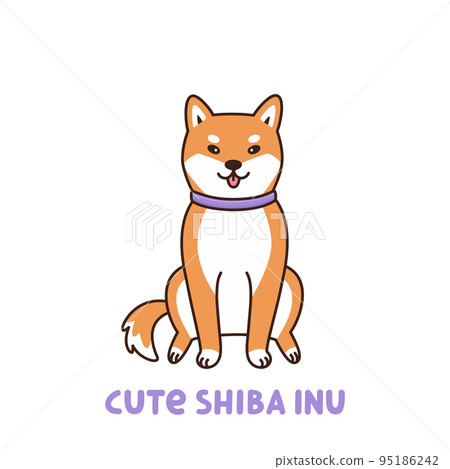 Kawaii dog of shiba inu breed with purple collar Kawaii dog of shiba inu breed with purple collar 95186242