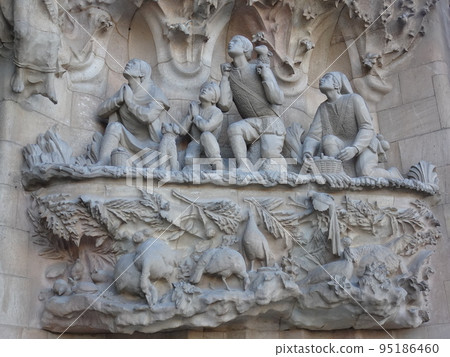 [Spain] Sagrada Familia Sculpture of the Gate of Charity on the Nativity Facade (Barcelona) 95186460