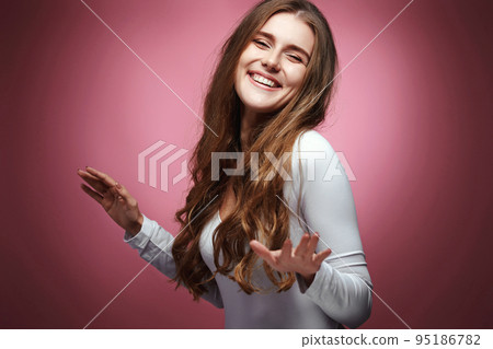 lovely woman with strong healthy curly hair lovely woman with strong healthy curly hair 95186782
