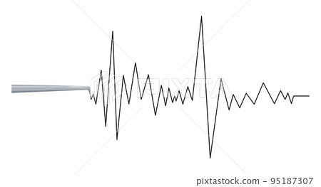 Seismograph earthquake or polygraph test wave with needle. Seismograph earthquake or polygraph test wave with needle. 95187307
