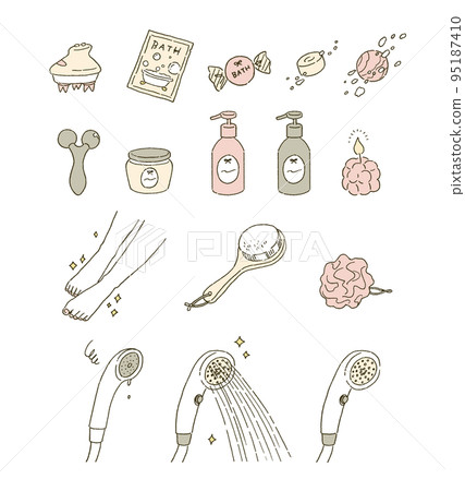 Illustration set of beauty and bathroom goods 95187410