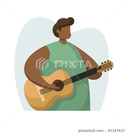 Vector illustration of a guitarist. Creative profession. Line art 95187437