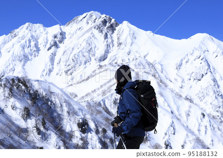 Climber looking at Mt. Goryu Climber looking at Mt. Goryu 95188132