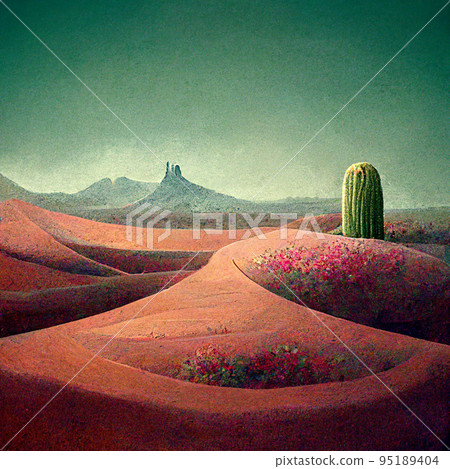 Desert landscape. Desert area, sand terrain - Africa, Sahara, or Arizona nature. 95189404