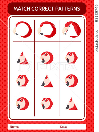 Match pattern game with parrot. worksheet for preschool kids, kids activity sheet 95189746