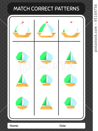 Match pattern game with sailing boat. worksheet for preschool kids, kids activity sheet 95189756