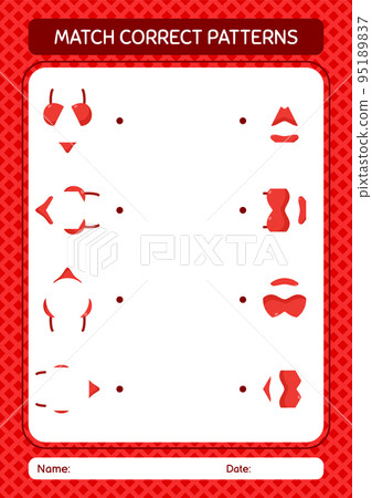Match pattern game with underwear. worksheet for preschool kids, kids activity sheet Match pattern game with underwear. worksheet for preschool kids, kids activity sheet 95189837