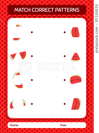 Match pattern game with watermelon. worksheet for preschool kids, kids activity sheet 95189838