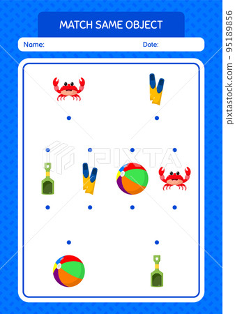 Match with same object game summer icon. worksheet for preschool kids, kids activity sheet 95189856