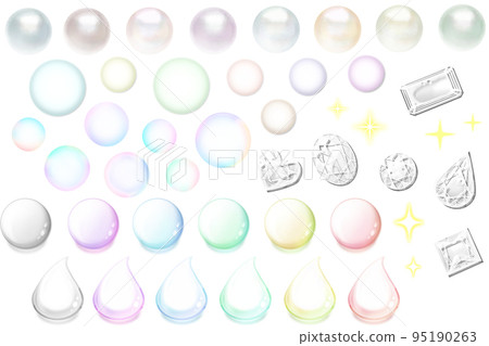 Colorful translucent icon set (circle, pearl, drop, soap bubble, gem, glitter) Colorful translucent icon set (circle, pearl, drop, soap bubble, gem, glitter) 95190263