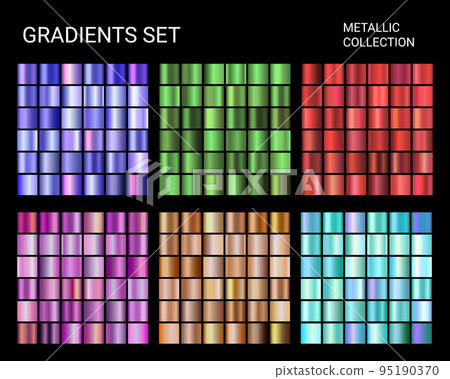Vector Gradients Mega Set Big collection of chrome metallic gradients glossy colors backgrounds purple, blue, green, chrome, bronze, red. Vector design Vector Gradients Mega Set Big collection of chrome metallic gradients glossy colors backgrounds purple, blue, green, chrome, bronze, red. Vector design 95190370