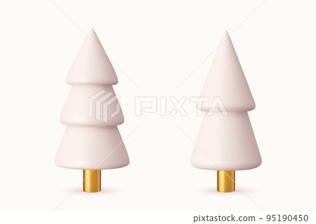 3d Set of different style Christmas tree cone. 3d Set of different style Christmas tree cone. 95190450