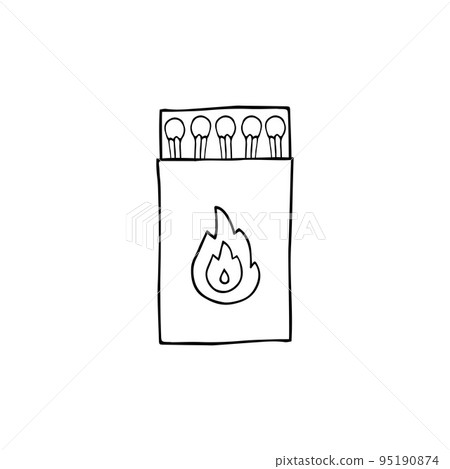 Doodle vector safety matches box 95190874