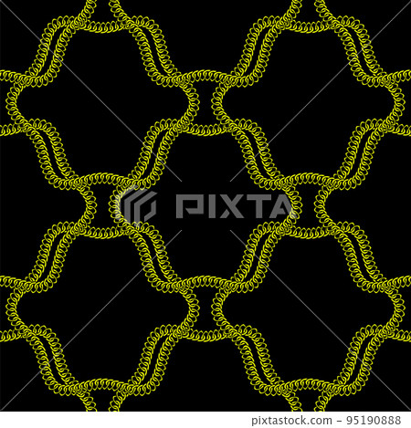 Gold seamless pattern with hand drawn chain. Perfect for wallpapers, web page backgrounds, surface textures, textile. Isolated on black background 95190888