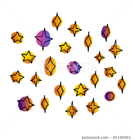 Line doodle Space set. Hand drawn stars Line doodle Space set. Hand drawn stars 95190901