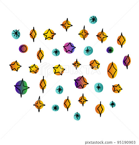 Line doodle Space set. Hand drawn stars Line doodle Space set. Hand drawn stars 95190903