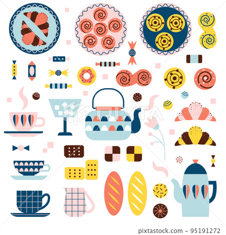 Swedish Fika Coffee Break Hand Drawn Set 95191272