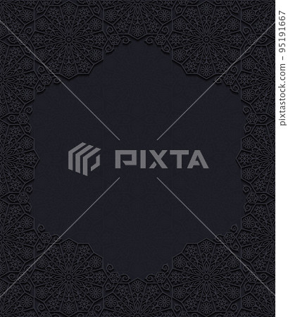 Decorative frame with traditional floral ornament. Vector illustration. 95191667