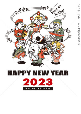 2023 New Year's card template "Shichifukujin Band" Happy New Year Free space for writing 2023 New Year's card template "Shichifukujin Band" Happy New Year Free space for writing 95191759